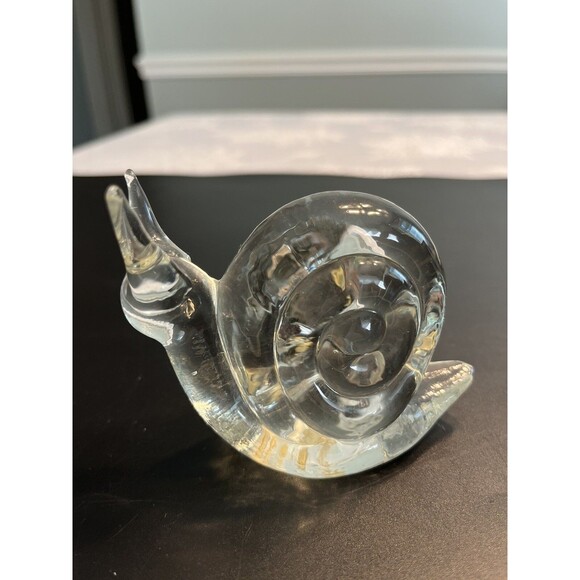 Lot of 2 Art Glass Clear Figurine Paperweight Snail & Seal Sea Lion - Picture 9 of 12
